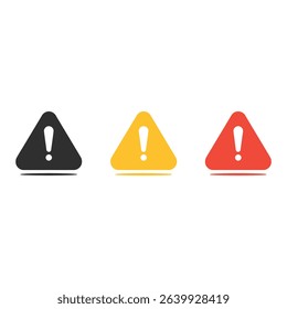 Download this versatile vector set featuring flat design warning sign icons in vibrant colors. These icons represent various levels of caution and alert, perfect for conveying danger 