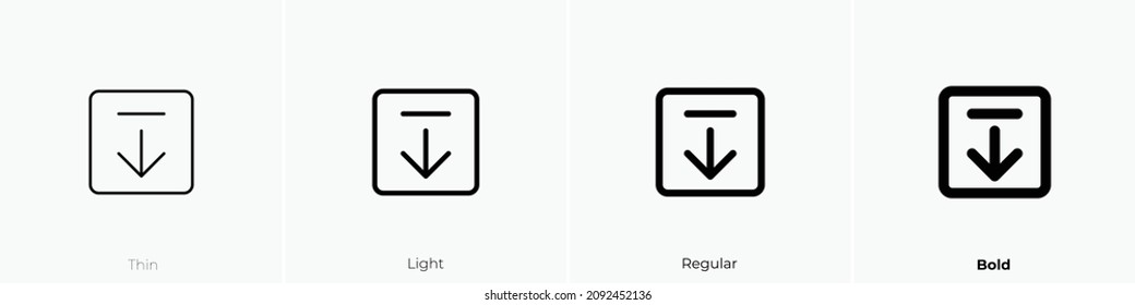 download three icon. Thin, Light Regular And Bold style design isolated on white background