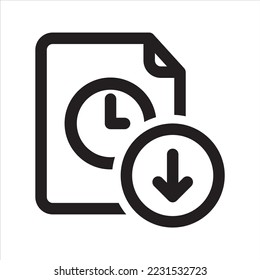 Download time icon, Document download time icon. Vector and glyph