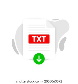 Download TXT icon file with label on white background. Downloading document concept. Vector illustration.
