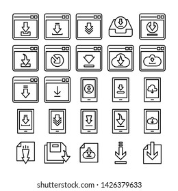 download, update and save icons set line design