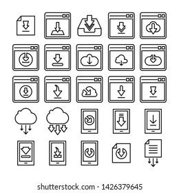 download, update and save icons set line design