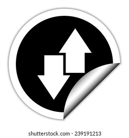 download and upload  - black vector icon. Round sticker.