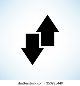 download and upload -  black vector icon