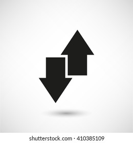 download and upload - black vector  icon with shadow