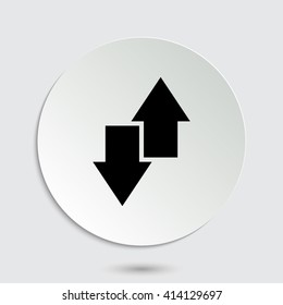 download and upload - black vector icon  with shadow