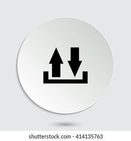 download and upload - black vector icon  with shadow