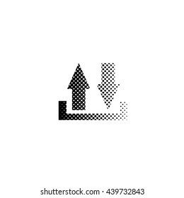 download and upload - black vector icon;  halftone illustration