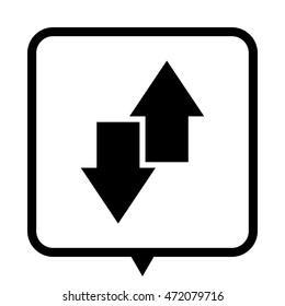 download and upload - black vector icon;  message bubble