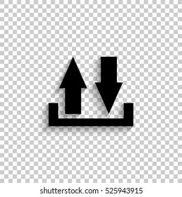 download and upload - black vector  icon with shadow