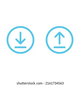Icono de descarga y envío de vector azul