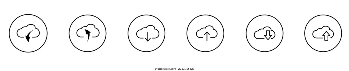 Download upload button icon. Upload. Click here button. Save cloud icon push button for UI UX, website, mobile application. Cloud download and upload. Web  set. Software download icon.