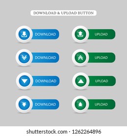 Download and Upload button set, realistic design. vector illustration