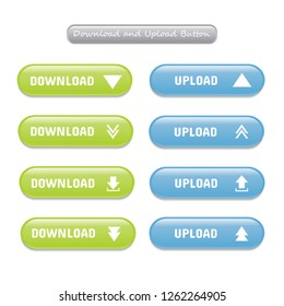 Download and Upload button set, realistic design. vector illustration