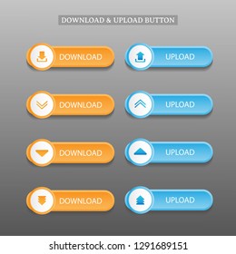 Download and Upload button set, realistic design. vector illustration