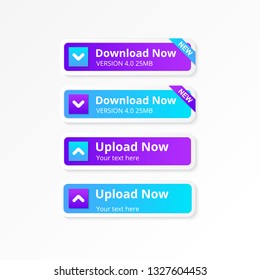 Download and upload button with trendy gradient color - vector