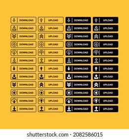 Download and upload buttons with flat and clean line concepts, buttons with simple and exclusive designs