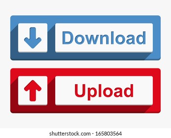 Download and upload buttons, flat design, vector eps10 illustration