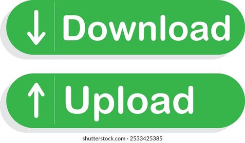 Download and Upload buttons . green color . website buttons . vector 