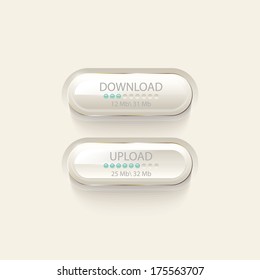 Download and Upload buttons, user interface design.