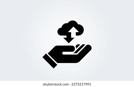 download, upload cloud, hand send file, internet connect, data storage icon. down up Vector illustration