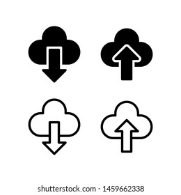 Download and upload cloud icon. with outline and glyph styles