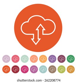 The download and upload to cloud icon. Download And Upload symbol. Flat Vector illustration. Button Set