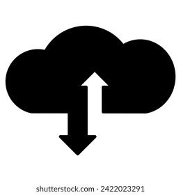 Laden Sie das Cloud-Symbol im trendigen Silhouettendesign herunter und laden Sie es hoch. Vektorgrafik einzeln auf weißem Hintergrund.