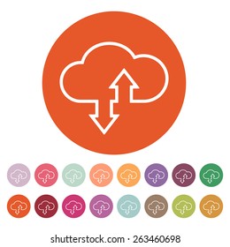 The download and upload to cloud icon.symbol. Flat Vector illustration. Button Set