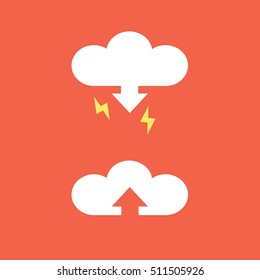 download & upload cloud illustration isolated in a orange background

