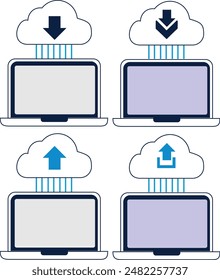 download and upload cloud illustrative vector