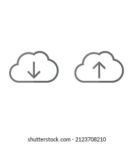 Descargar y cargar el icono del vector plano gris de la línea de nube