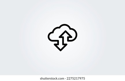 download, upload cloud, send file, internet connect, data storage icon line. down up Vector illustration