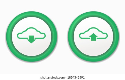Einfach herunterladen und hochladen von Cloud-Zeichen. Wolke mit Pfeil nach unten und nach oben. Illustrationsvektor