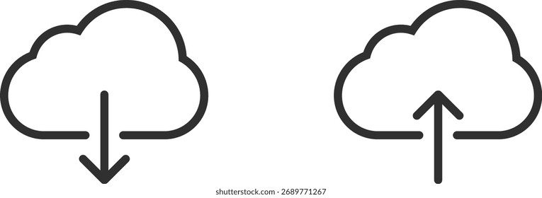 Download e Upload Cloud ícone de sinal vetor ilustração design