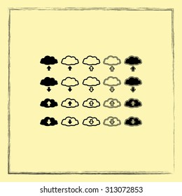 Download and upload from cloud sign  icon, vector illustration. Flat design style 
