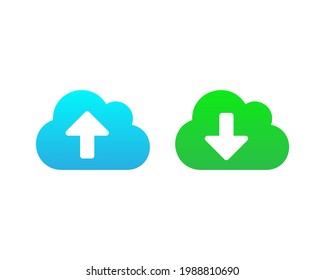 Laden Sie das Vektorsymbol für Cloud-Speicher herunter und laden Sie es hoch. Cloud mit Pfeilsymbol einzeln auf Vektorgrafik EPS10