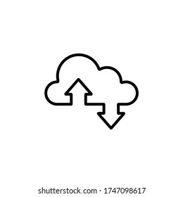 Download and upload with cloud thin icon in trendy flat style isolated on white background. Symbol for your web site design, logo, app, UI. Vector illustration, EPS