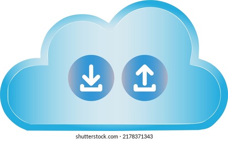 Descargar y cargar iconos vectoriales en la nube, almacenar y transferir información y datos en Internet
