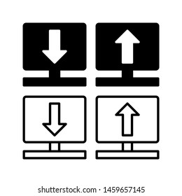 Download and upload computer icon. with outline and glyph styles