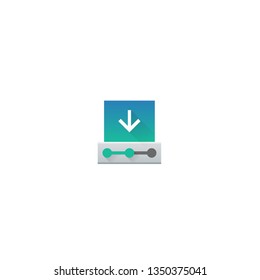 Download, upload file vector icon. Internet downloading, data. UI Button.