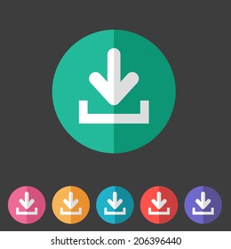 Download upload flat icon, button set, load symbol