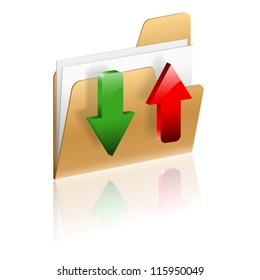 Download and Upload Folder icon with Arrow, isolated on white, vector