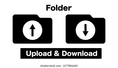 Download and upload folder silhouette icon. Vector.