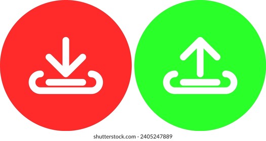 botón de icono de descarga y carga en el vector de fondo de círculo