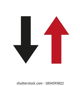 Download and upload icon isolated on white background. Simple black and red icons in trendy flat style. illustration, .