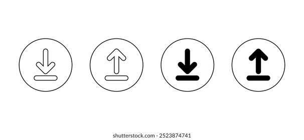 Download and upload icon on circle line. Downloading and uploading concept