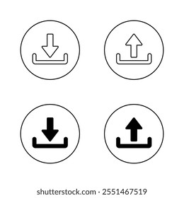 Icono de Descarga y Cargar en la línea circular. Descargar y cargar símbolo de signo