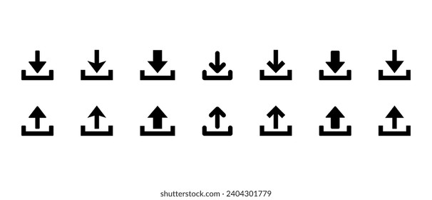 Laden Sie eine Sammlung mit Symbolen herunter und laden Sie sie hoch. Pfeilsymbol nach unten und nach oben