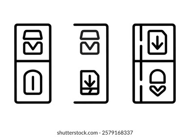 
Download  Upload Icon Set: Line and Flat Style Symbols for File Transfers. Vector Illustration.